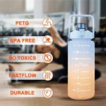 3 Pcs Set - Motivational Sports Water Bottle With Straw & Time Marker - Image 5
